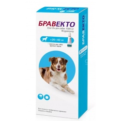 Бравекто Спот Он для собак от 20 до 40 кг, 1000 мг (1 пип/уп)